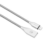 Volkano Iron Series Round Metallic Spring MFI Lightning Cable 6ft - Silver
