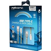 Volkano Iron Series Round Metallic Spring Type-C Cable 6ft - Champagne Gold