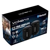 Volkano Gemini Series Pair of True Wireless Bluetooth Speakers Black