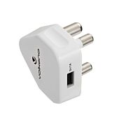 Volkano Loaded Series Single USB Wall Charger With 3 Pin Plug - White