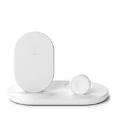 BELKIN BOOSTCHARGE 3-in-1 Wireless Charger for Apple iPhone 14/13/12 Apple Watch and AirPods - White (Slim Design)