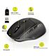 Port Wireless Rechargeable 1600DPI 5 Button Bluetooth Mouse - Black
