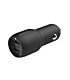 Belkin -  BoostCharge Dual USB-A Car Charger 24Watt  - Includes USB-A to USB-C Cable - Black