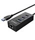 Orico 3 Port USB3.0 Hub With Gigabit Ethernet Adapter Blac
