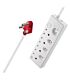 Switched 8-way Medium Surge Protection Multiplug with 0.5m Cord White