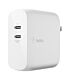 Belkin Dual 65W USB-C GaN Wall Charger with PPS - White